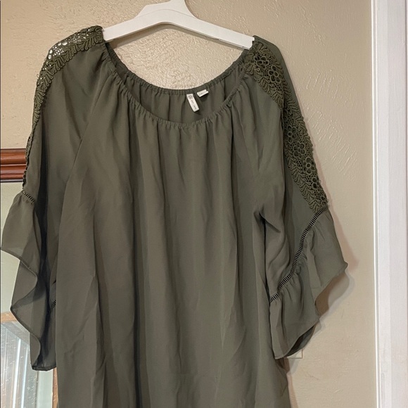 Cato Tops - Cato Olive Blouse with Lace Sleeves